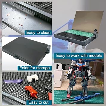 Gundam Model Kit Tools, Portable Worktable for Model Building, Work Table with Movable Drawer, Pliers Rack, Display Version, Dual Craft Cut Mat, Suitable for Cut and Grind Assembly, KJ018