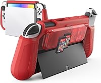 Vista 9 de Switch OLED Case with Flip Game Storage, KIWIHOME Dockable Protective Case for Nintendo Switch OLED 2021 TPU Grip Portable Cover Accessories, Black