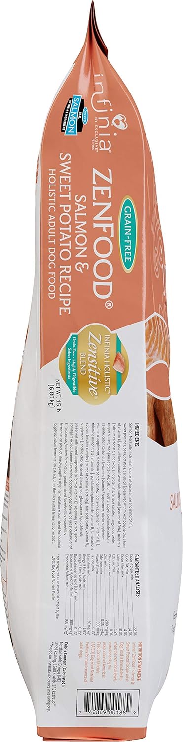 Infinia ZenFood | Salmon and Sweet Potato Grain-Free Adult Dog Food | Nutritionally Complete - 30 Pound (30 lb.) Bag