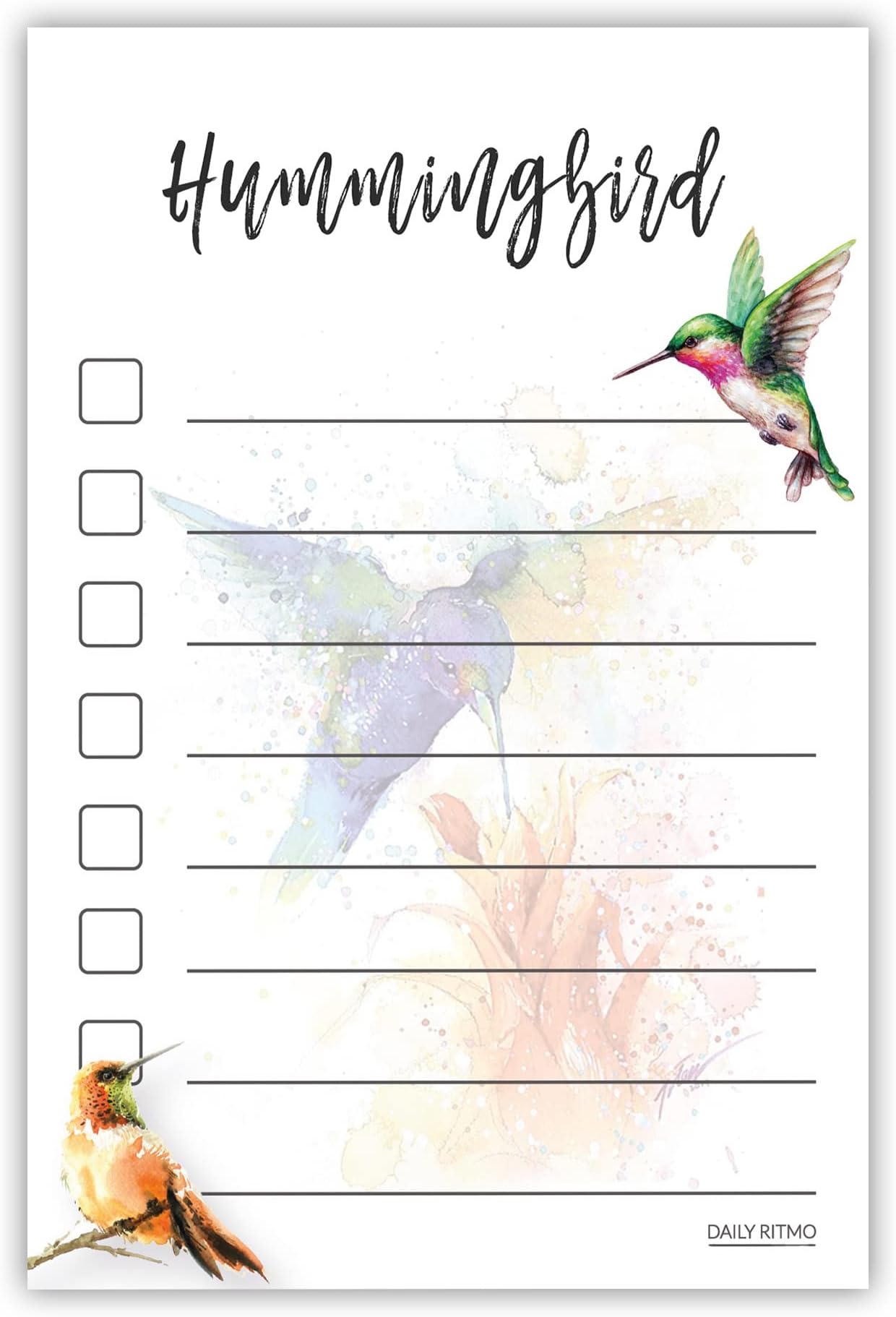 Hummingbird Sticky Notes to Do List | Hummingbird Themed Gift for Women | Bird Watcher Lover Birthday Hummingbirds Gifts | Notepad 4x6 50 Pages Made in USA