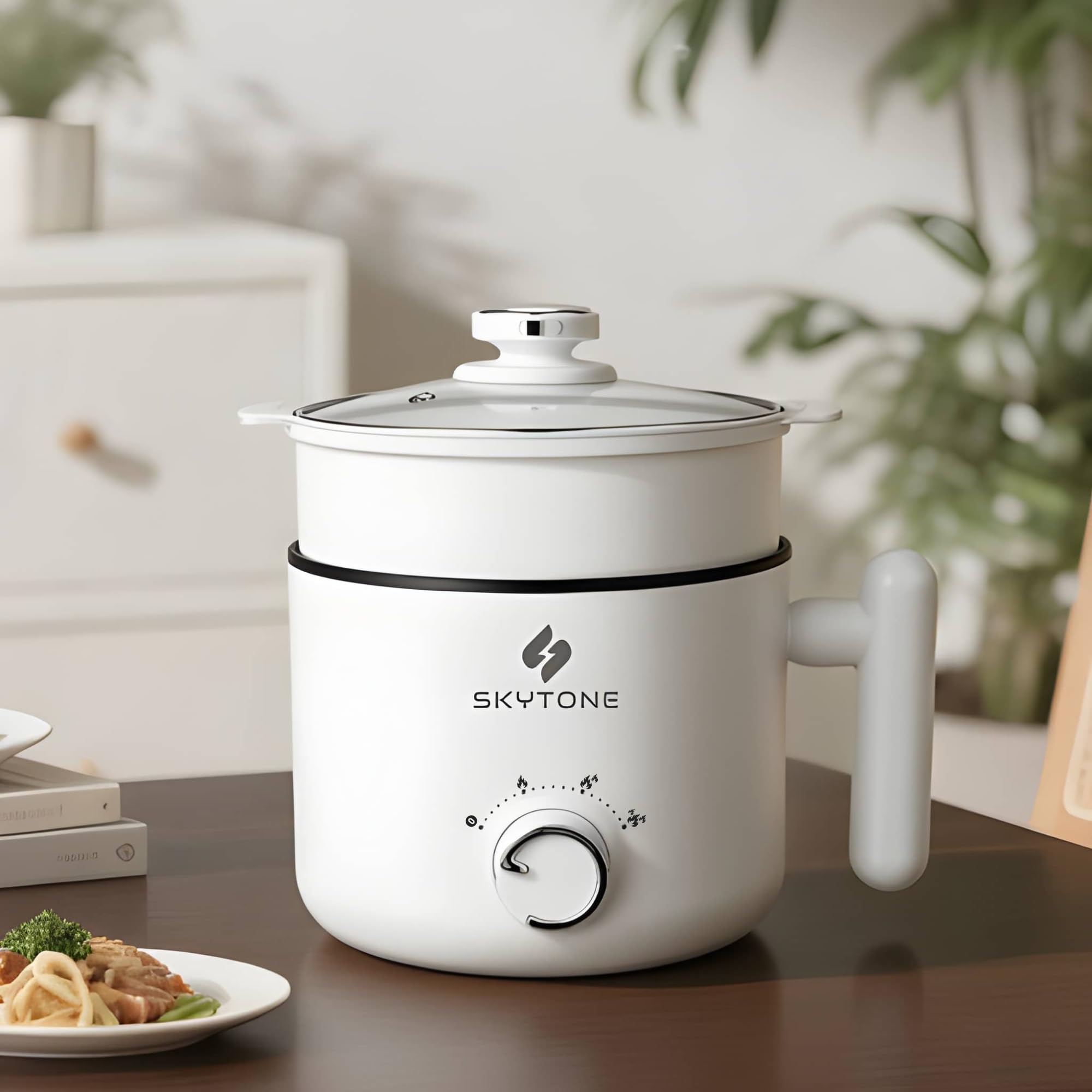 SKYTONE Multipurpose Electric Kettle With Ceramic Coating 2L | Non-Stick Hotpot Cooker For Boil, Steam, Fry, Saute | Multi Cooker Kettle For Water, Milk, Egg, Tea, Soup, Babyfood, Rices (Premium)