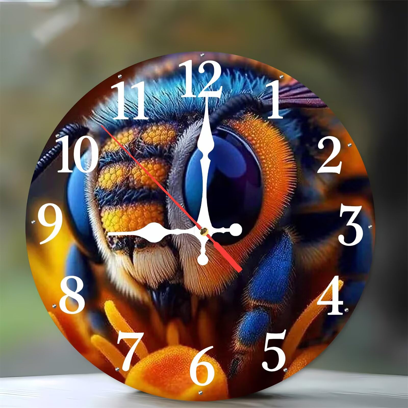 Horloge murale en bois de 35 cm au design moderne d'insecte pour le salon