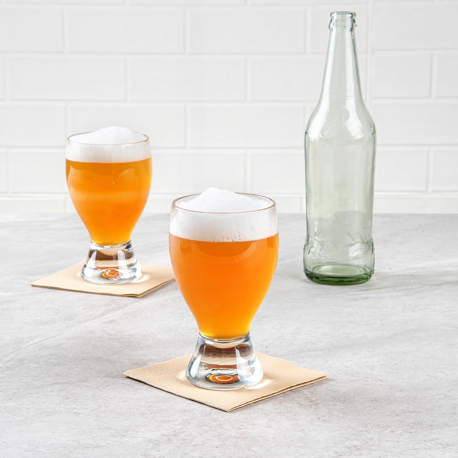 Restaurantware Bev Tek 14 Ounce Craft Beer Glasses, 6 Modern Beer Glasses - Dishwashable, Clear Polycarbonate Beer Glasses, Shatterproof, For All Kinds Of Beverages