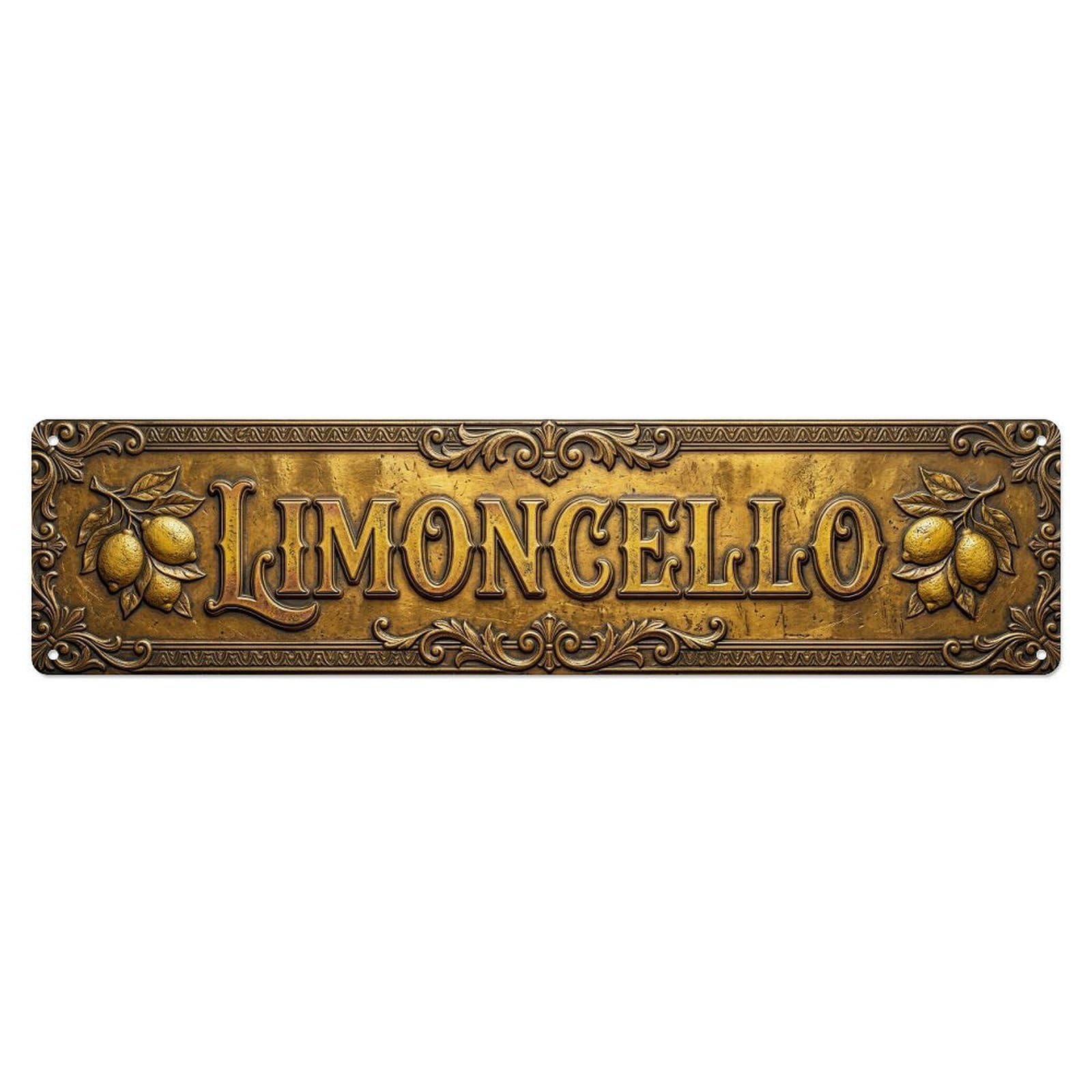 Vintage Limoncello Embossed Italian Lemon Metal Tin Sign Plaque Wall Decor for Cafe, Club, Garden Metal Poster 4x16Inch
