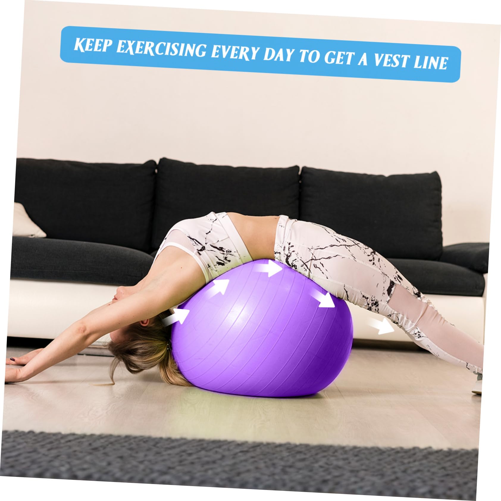ibasenice Lila Yoga Ball Gymnastikball aus PVC mit Pumpe für Übungen
