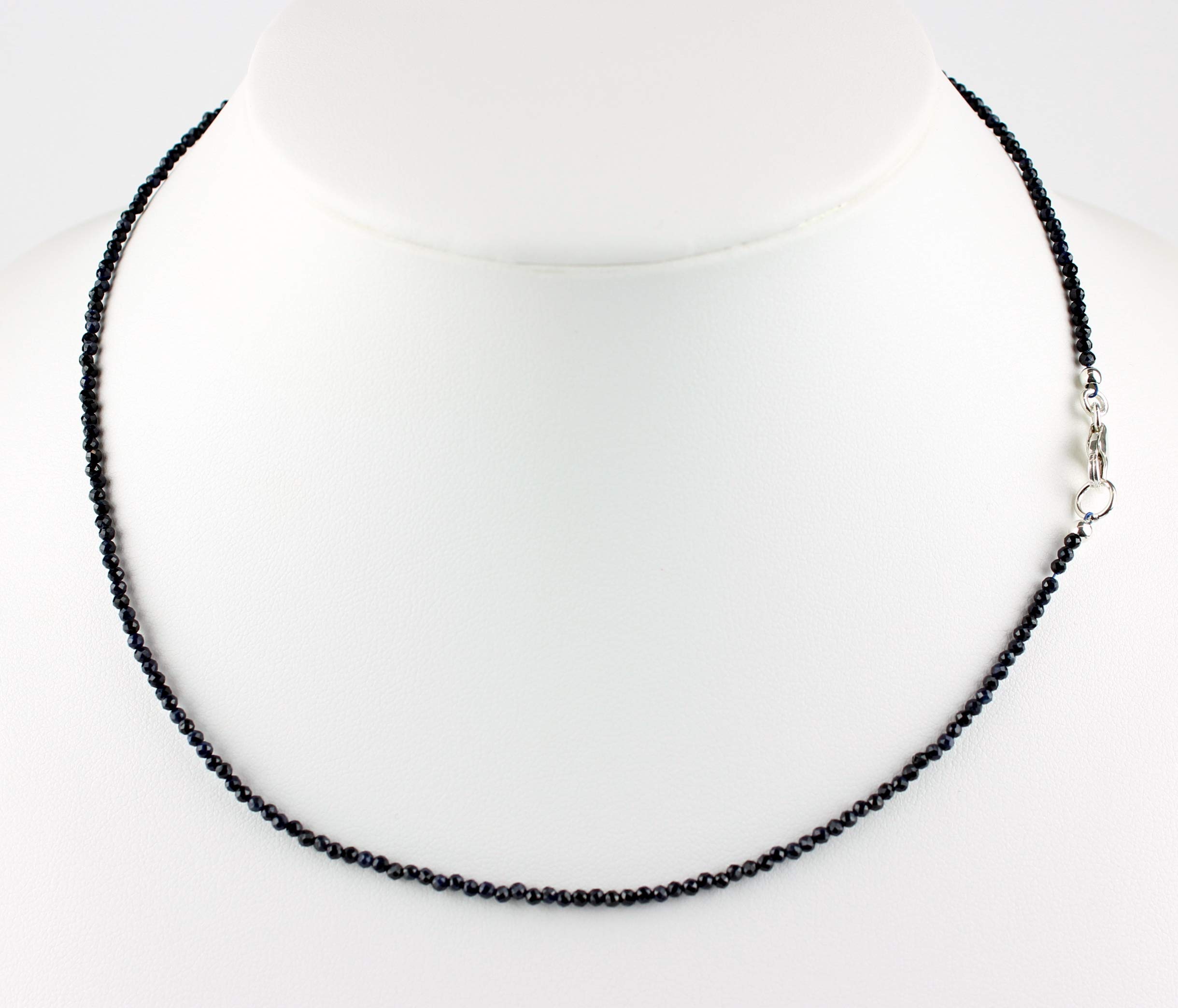 Saphir Kette facettierte feingeschliffen Dunkelblau Collier 45 cm