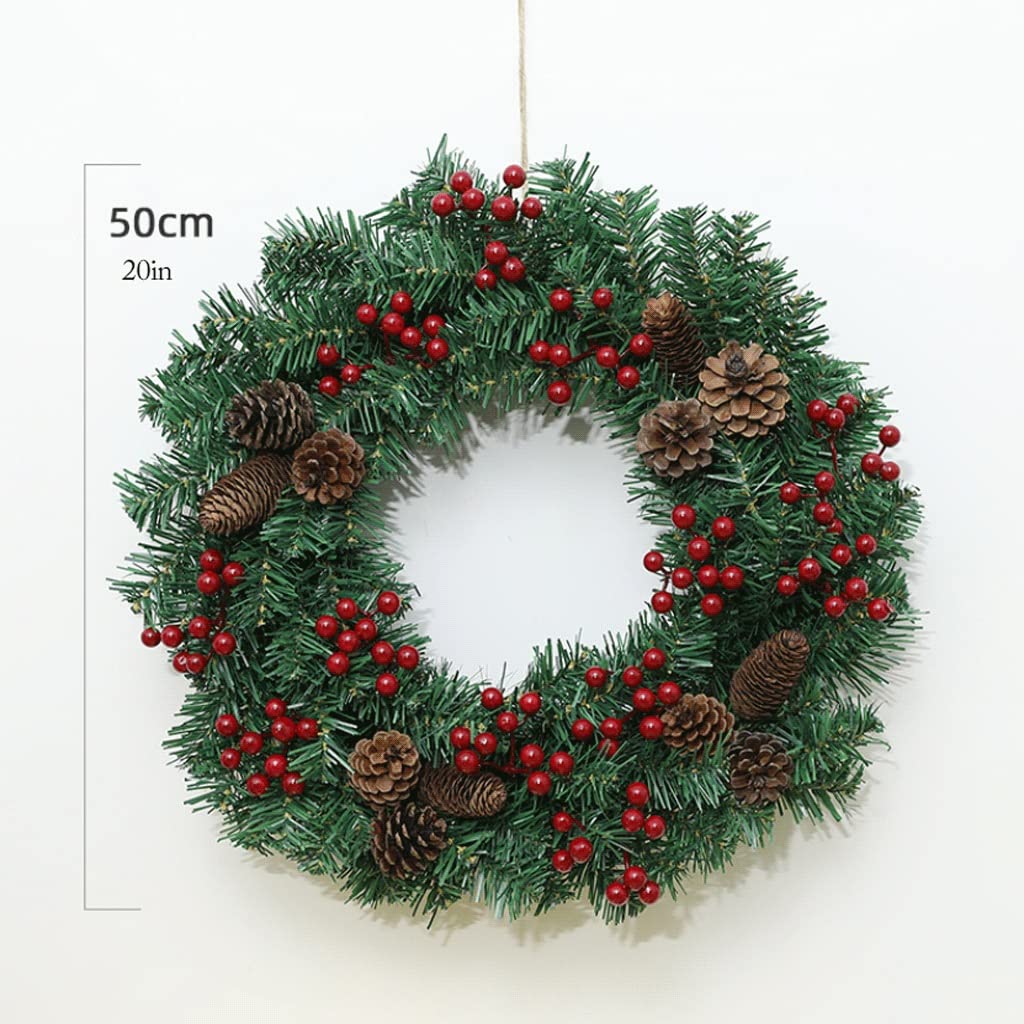 Ghirlanda Natalizia 40cm Con Bacche E Pigne | Decorazione Porta O Camino Natale - Foto 3