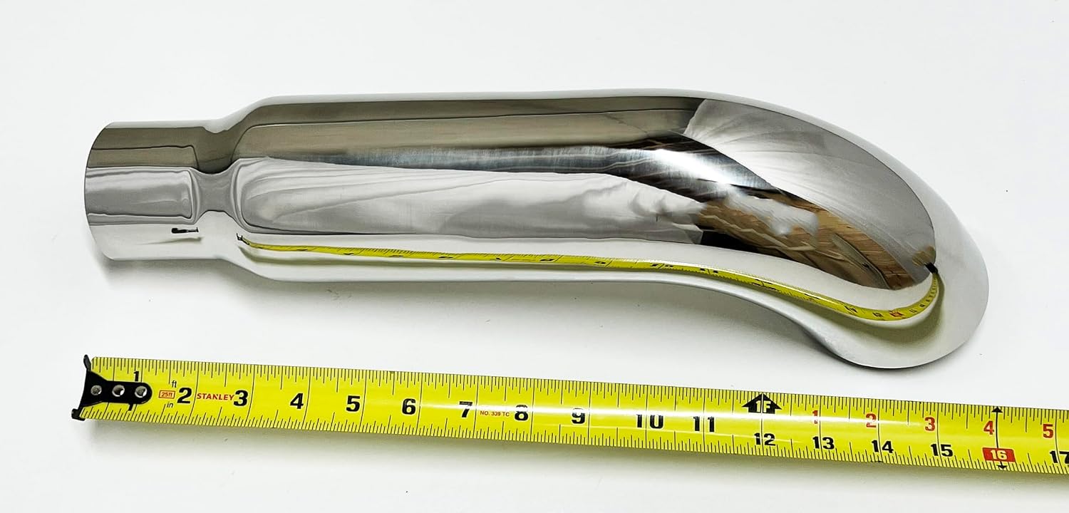 Exhaust Tip 3.50" X 16.00" Long 2.50" Inlet WTD35016-250-HP-SS Turn Down 304 Stainless Steel Wesdon Exhaust Tip