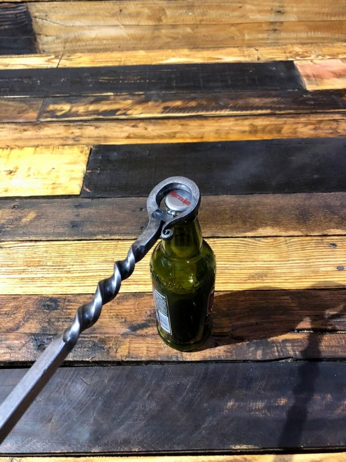 Hand Forged Steak Turner Meat Flipper with Bottle Opener Grill Tool