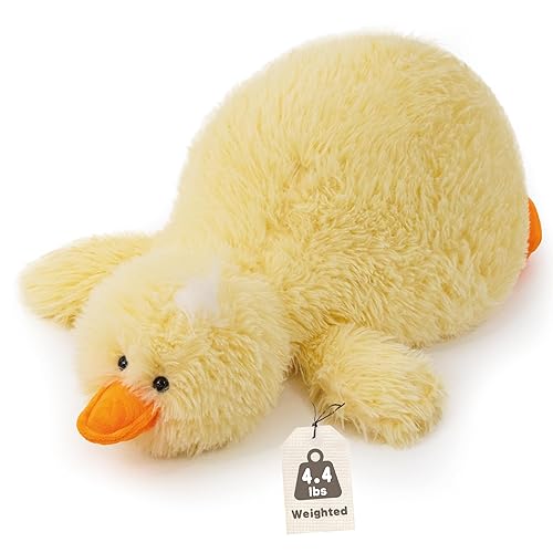Yellow Duck Stuffed Animals, 4.4lbs Weighted Duck Plush Toy, Fluffy