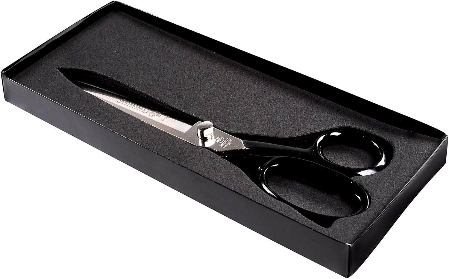 Mundial 490-9NP Bent Trimmers – 9" Professional Hot-Drop Forged Nickel-Plated Hair & Fabric Trimming Shears with Black-Enameled Handle, Ergonomic Bent Design for Precision Cutting