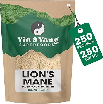 Organic Lion's Mane Powder 250g | Full-Spectrum Extract | Focus | Organic Full-Spectrum Lion's Mane Extract, In A Larger Value Pack. Easy To Mix Into Your Favourite Drinks.