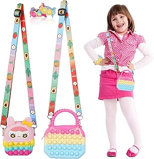 Pop Fidget Toys Shoulder Bag, Fidget Pop Bag for Girls, Pop Purse Fidget Toys Sensory Silicone Pop Fidget Backpack Toy for ADHD Anxiety Stress Relief