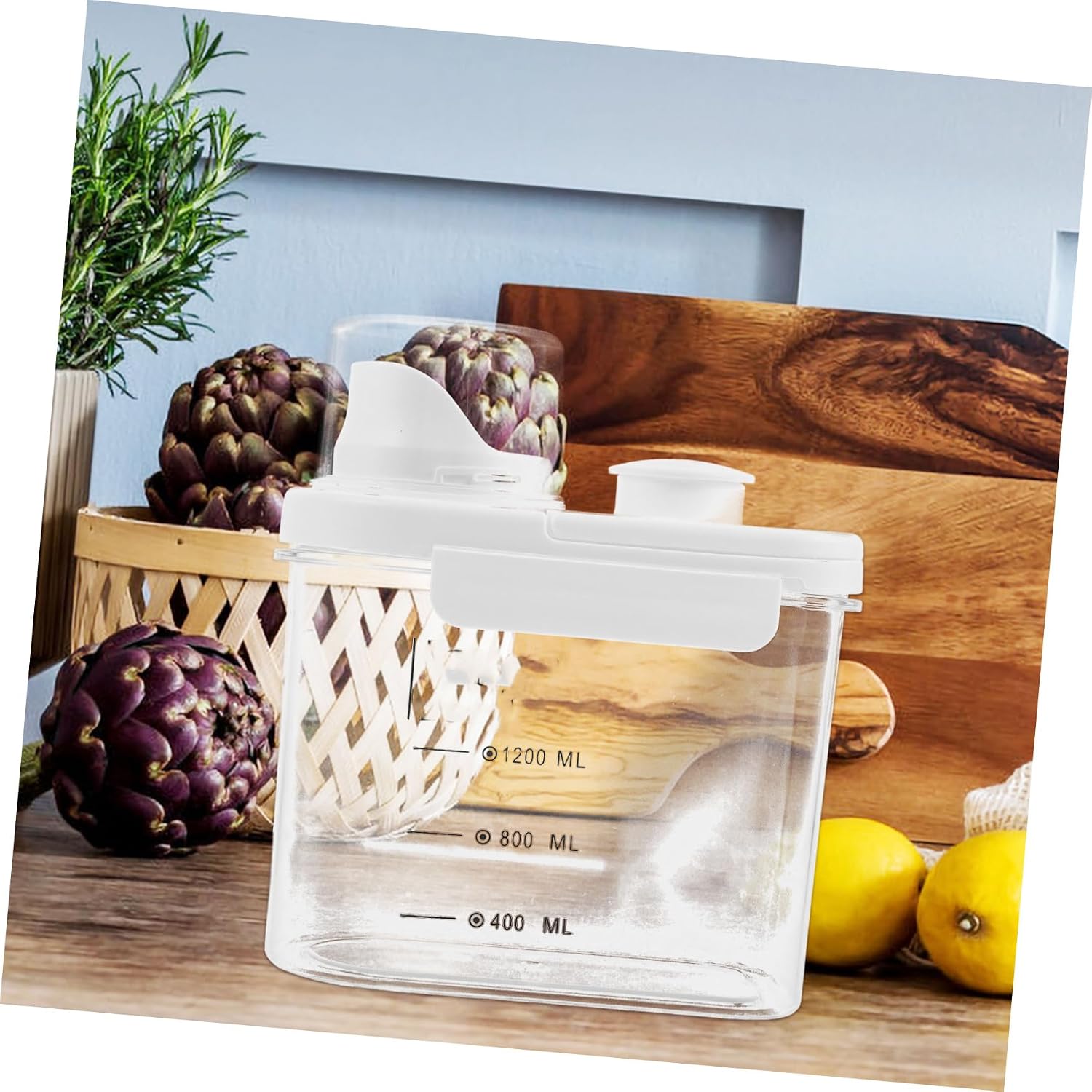 Airtight Rice Container 2.8l Food Storage Organizer with Lid White Sealed Cereal Dispenser for Kitchen Pantry Bean Storage