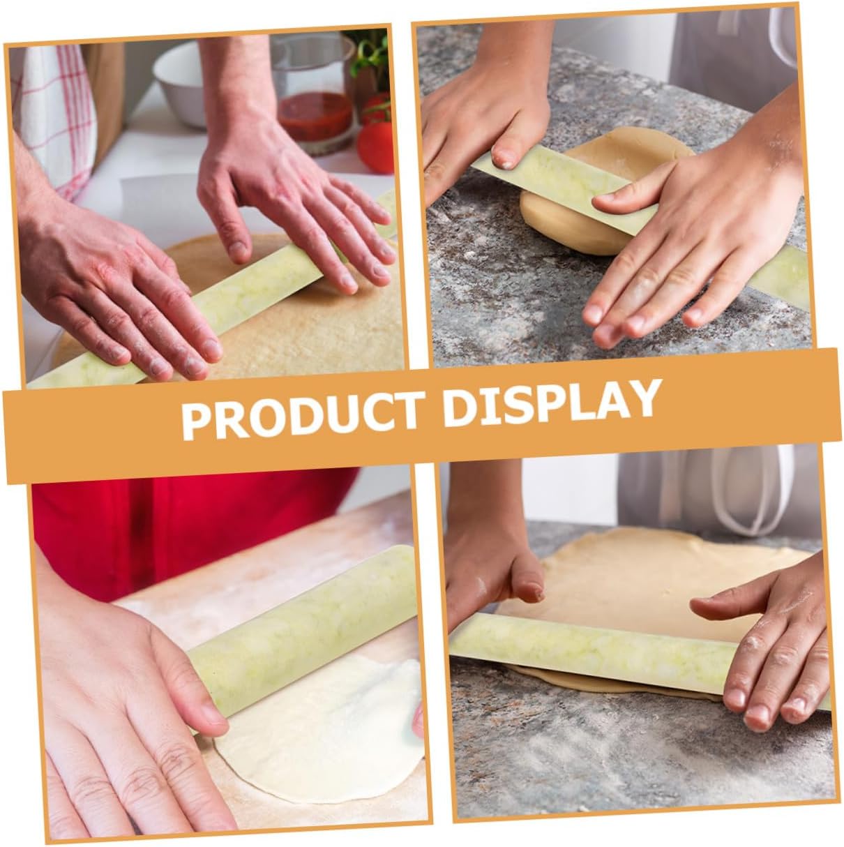 Jade Rolling Pin for Baking Dough Roller Pin 21cm Yellow Kitchen Rolling Rod Nonstick Pizza and Pastry Dough Roller Stick for Dumpling Making