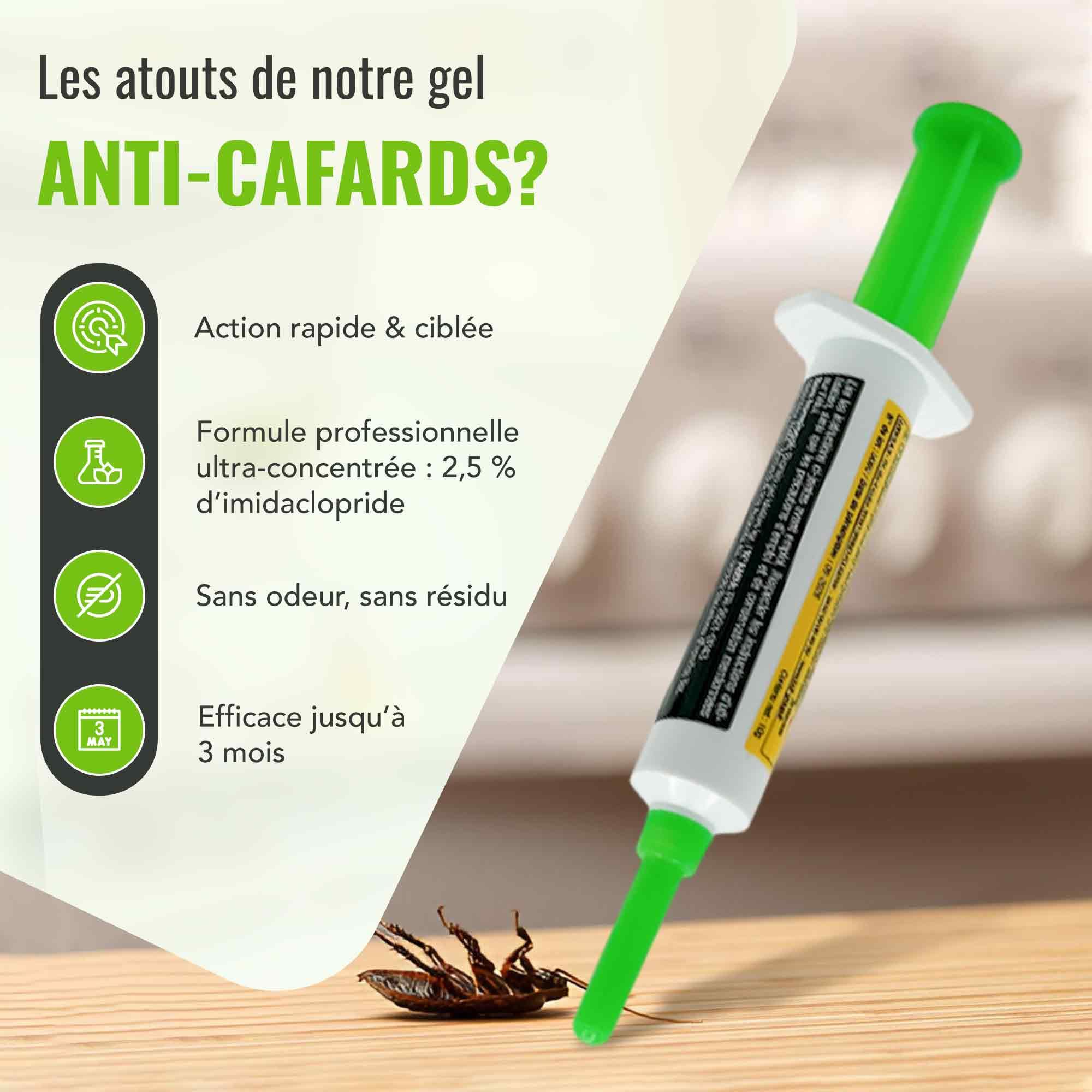 Gel Insecticide Anti Cafards et Blattes [Made in UE], Produit pour Blattes de qualité Professionnelle, Gel Puissant en seringue, Appât idéal pour recoins Difficiles - Lot de 2 * 10g