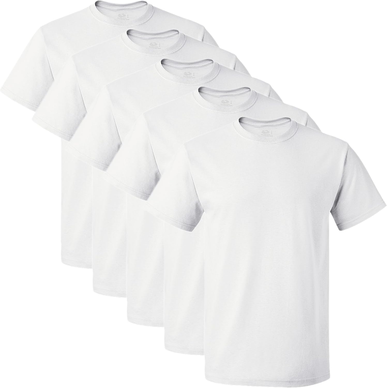 Fruit of the Loom Men's Crew Neck T-Shirt Multipack XX-Large Extended Sizes - White - 5 Pack