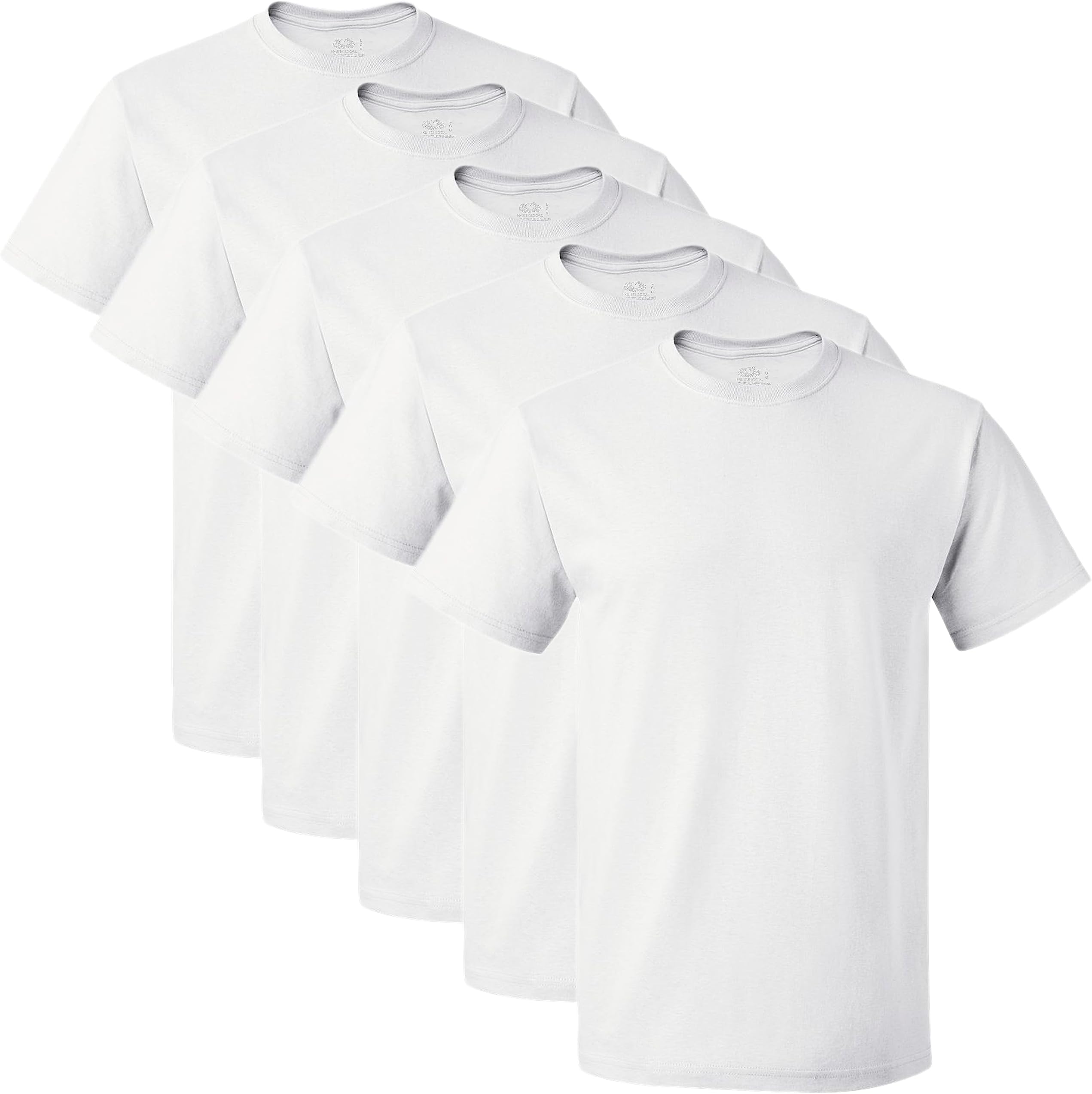 Men's 5-Pack Crew Neck T-Shirt, White, XX-Large