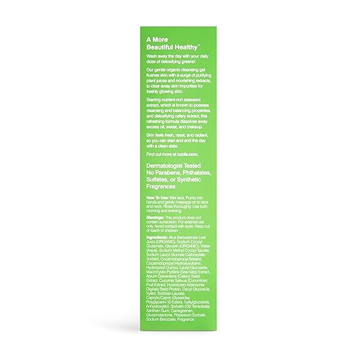Miniatura 2 de COOLA Organic Glowing Greens Facial Cleanser, Dermatologist Tested Skin Barrier Protection with Aloe Vera Juice, Vegan and Gluten Free