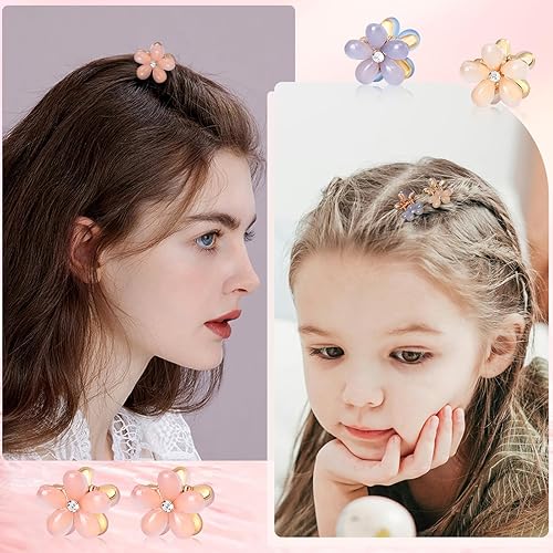 Miniatura 7 de CWJCYTNSN 16 pinzas pequeñas para el cabello para mujeres y niñas, mini pinzas de pelo de flores de cristal, horquillas de metal de 0.8 pulgadas,