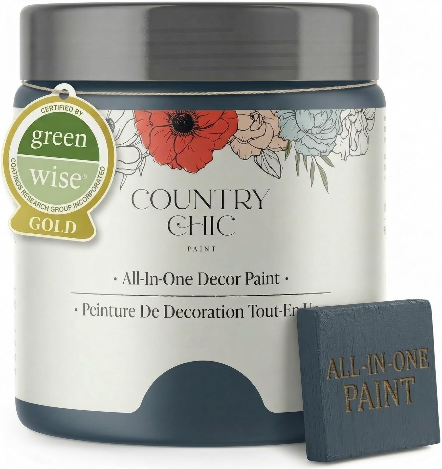 Chalk Style Paint - for Furniture, Home Decor, Crafts - Eco-Friendly - All-in-One - No Wax Needed (Peacoat [Navy Blue], Sample (4 oz))