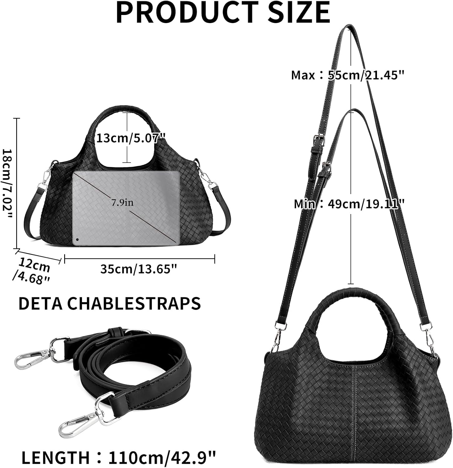 GAEKEAO Vegan Leather Purses for Women Large Shoulder Bag and Handbags Satchel Designer Top Handle Purses Ladies Woven Tote