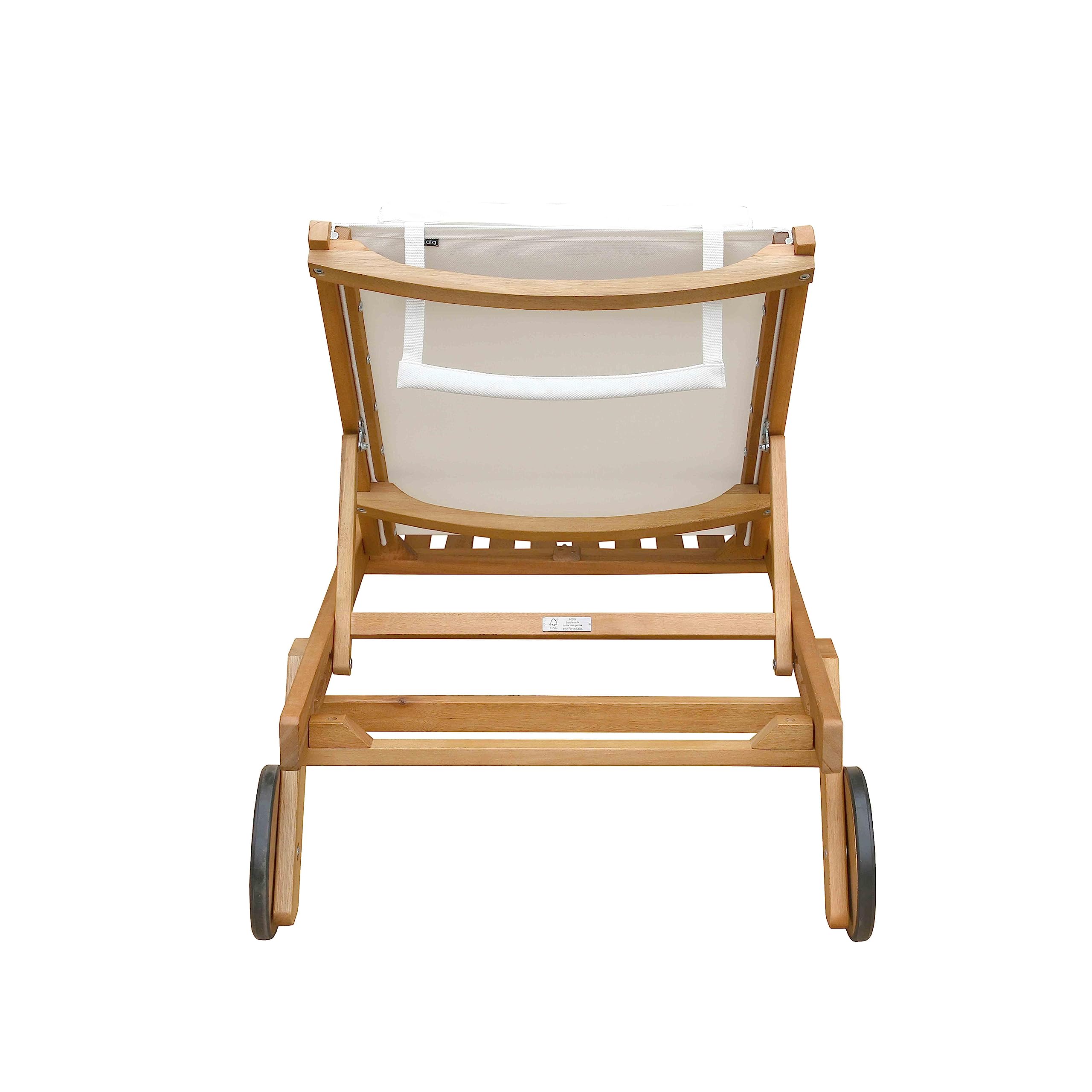 Oviala Lot de 2 Bains de Soleil avec Coussin et Tablette en Bois Blanc