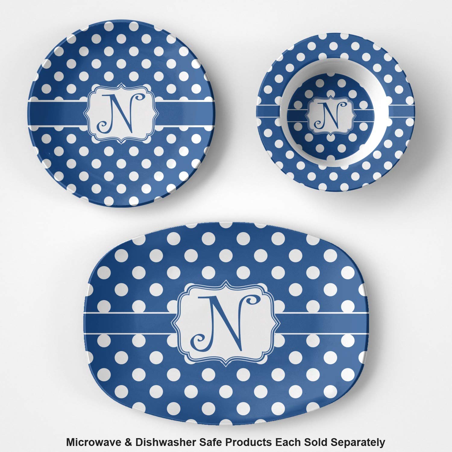 Personalized Polka Dots Plastic Bowl - Microwave Safe - Composite Polymer