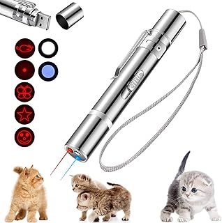 Cat Laser Toy, Cat Toys Red Light Pointer for Indoor Cats, Pet Dogs Kitten Interactive Cat Toy, USB Rechargeable Multi-Mod...