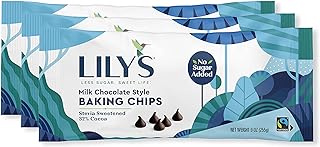 LILY'S Milk Chocolate Style No Sugar Added Baking Chips, Gluten Free, Bulk, 9 oz Bags (3 Pack)