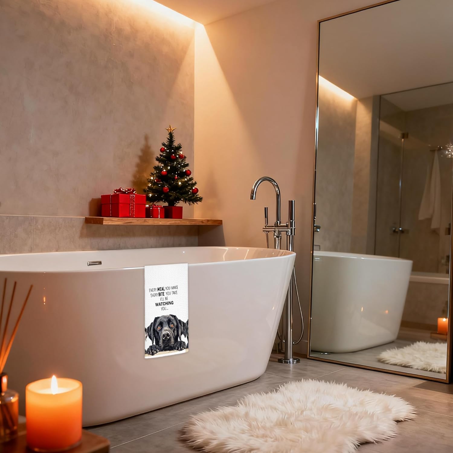 Funny Black Labrador Retriever Kitchen Towels, Black Lab Gifts, Gifts for Labrador Dog Lovers Decorative Dish Tea Towels for Kitchen, Every Meal You Make Dog Towel, 16x24 Inches - Image 6