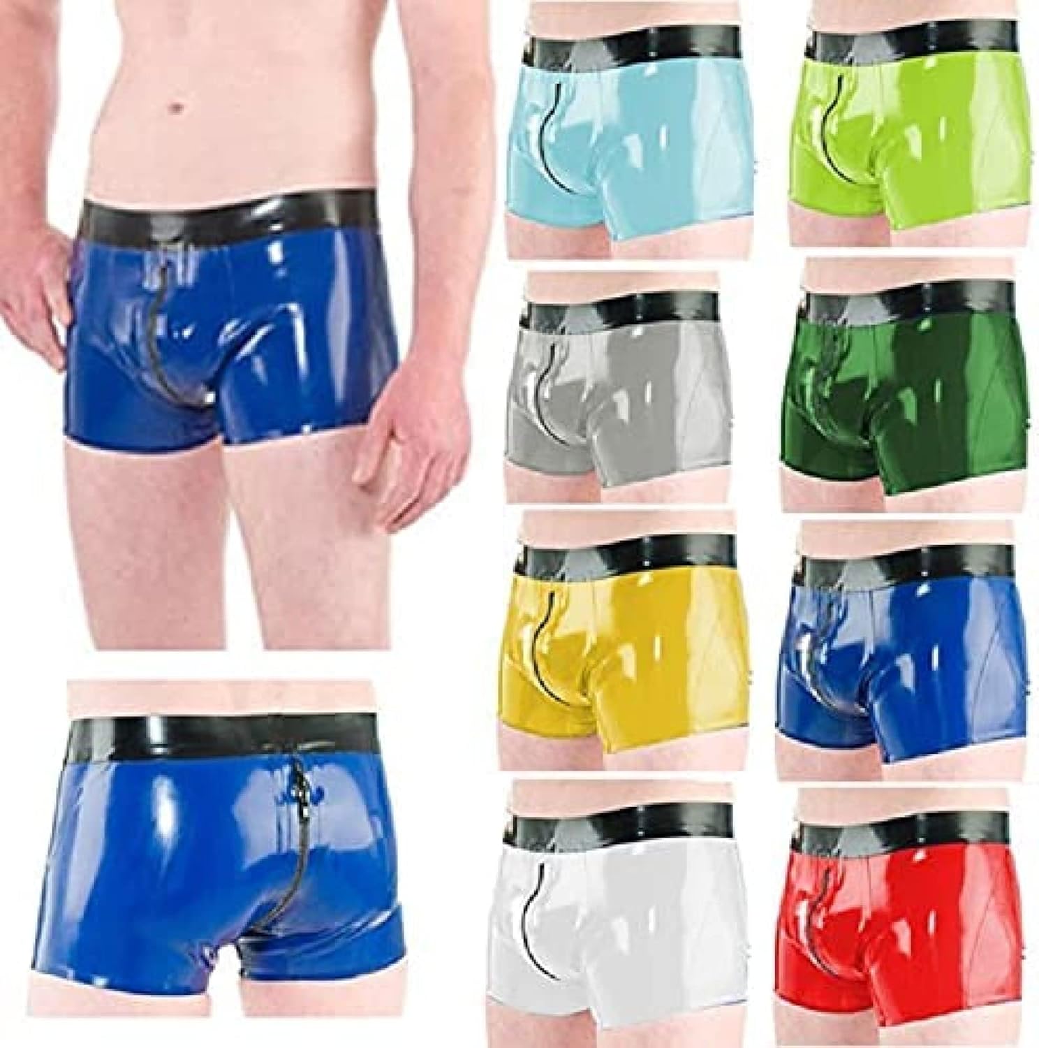 Latex Men Underpants Handmade Latex Briefs Rubber Boxer Tight Panties Shorts Underwear,X-Small
