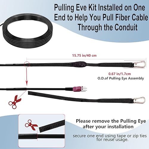 Miniatura 3 de Cable de conexión de fibra para exteriores OM4 LC a LC de 164.0 ft164 pies, TPU industrial, entierro directo, 40G100G, multimodo dúplex 50125um, con