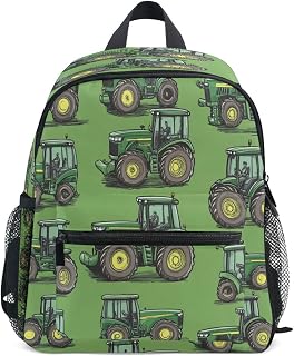 Childish Tractors Green Toddler Backpack For Kids Preschool