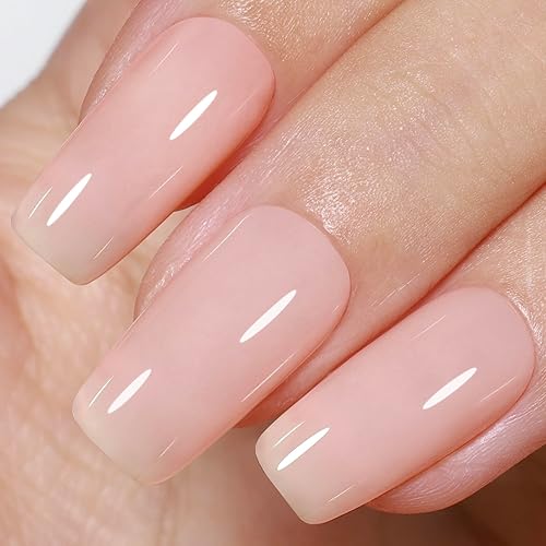 beetles Gel Polish Esmalte de uñas de gel neutro rosa nude de 0.5 fl oz, 1 unidad de esmalte de uñas de gel neutro, lámpara LED UV transparente,