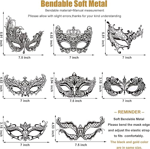 Miniatura 2 de Máscara de mascarada para mujer estilo veneciano con diamantes de imitación brillantes para fiesta de metal