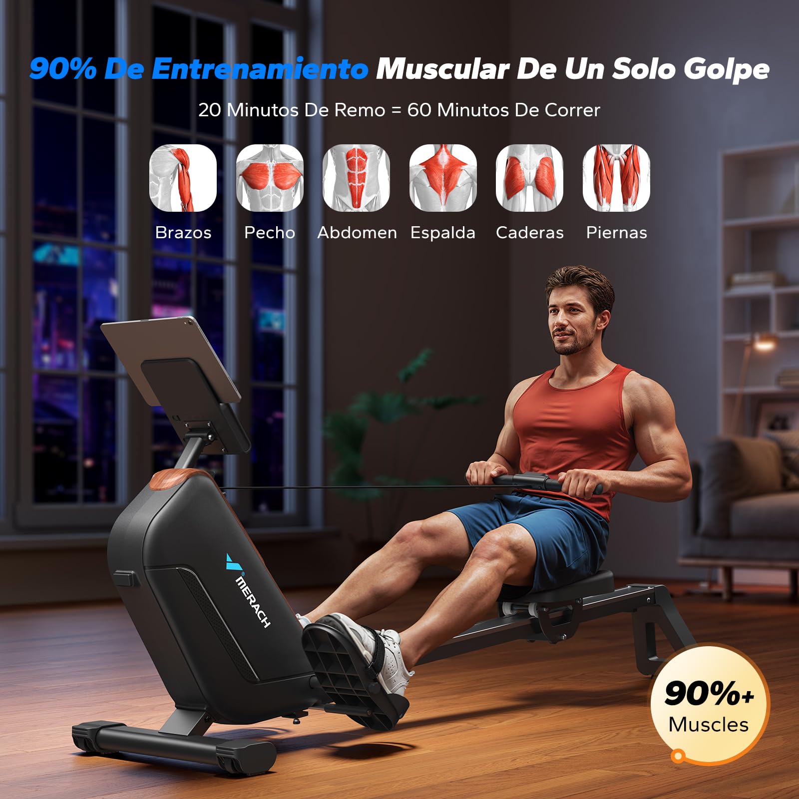 MERACH Máquina de Remo para Casa, Magnética Silenciosa con App Exclusiva, Rieles Guía Mejorados y Extendidos Que Brindan Mayor Libertad de Movimiento, la Mejor Opción para Fitness en Casa
