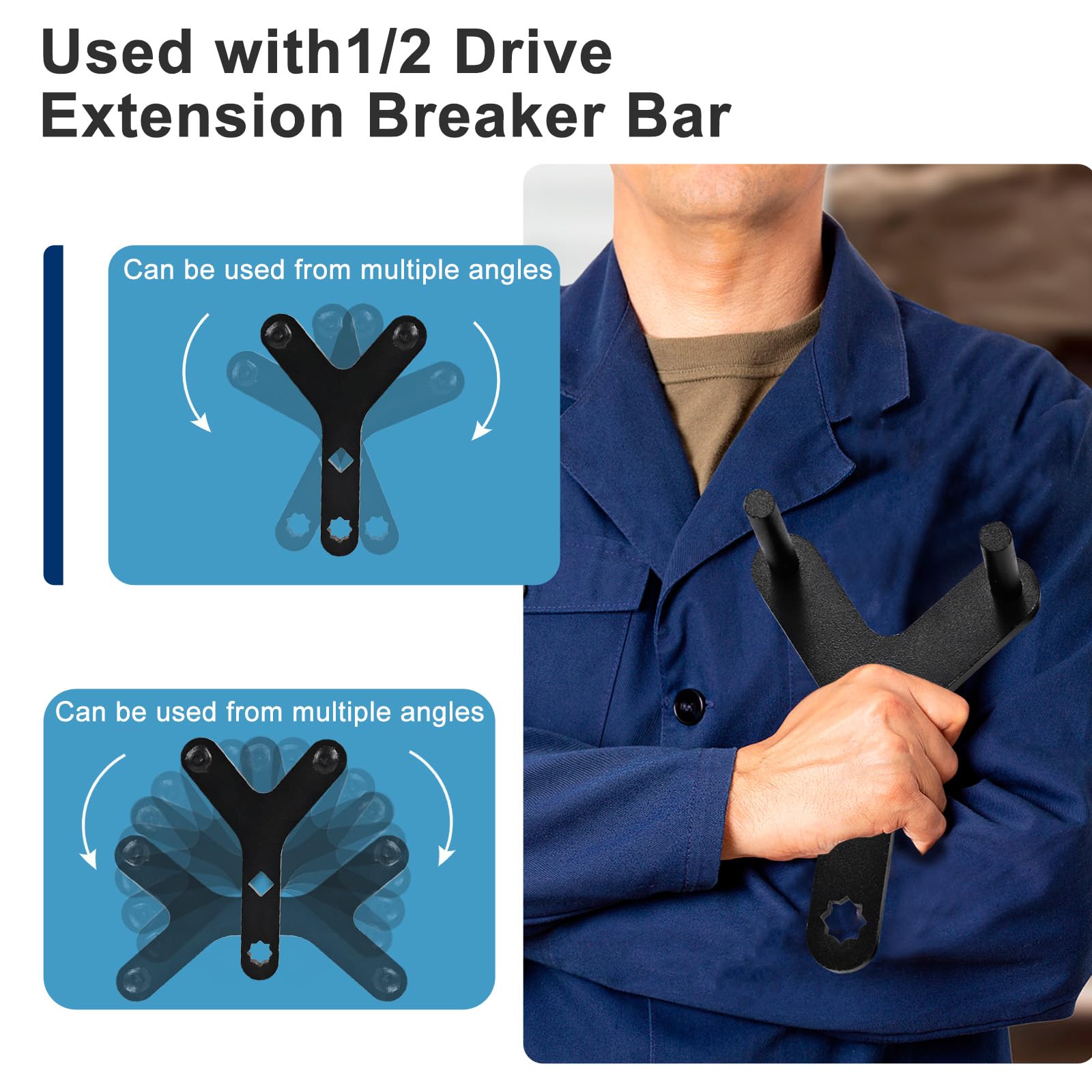 KTTOOL New Lower Control Arm Prying Tool, Suspension Specialty Bushing Ball Joint Pry Tool Removal Designed Work 1 2 Drive Extension Breaker Bar C64