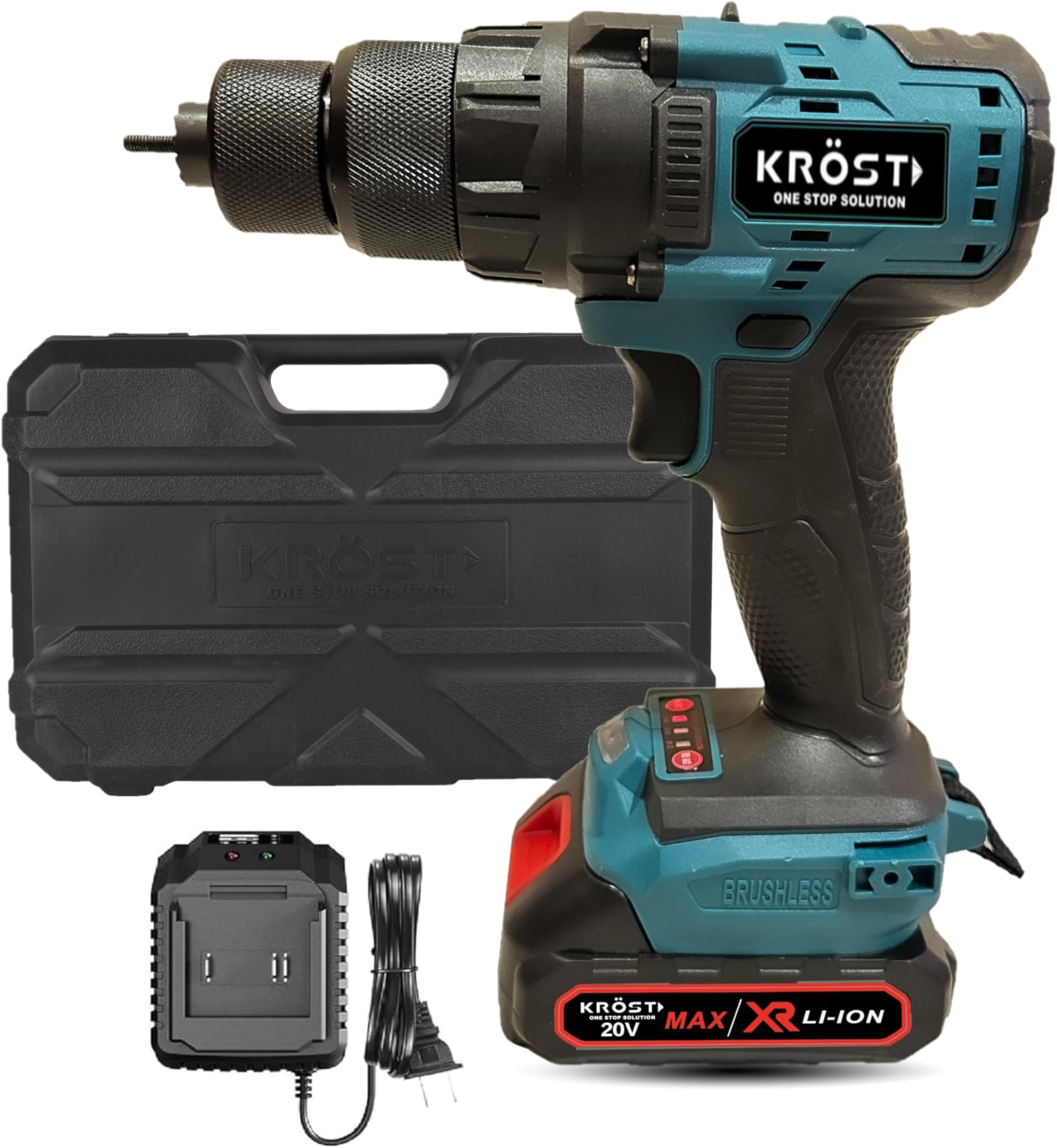 KROST Cordless Brushless Rivet Nut Gun,Insert Nut Tool with Mandrels M3 M4 M5 M6 M8 M10 Automatic Rivet Nut Tool Kit