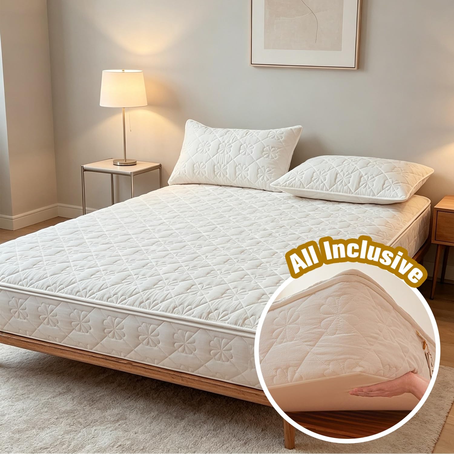 Protège Matelas Housse Alèse Coton 360° Zip Lavable Respirant