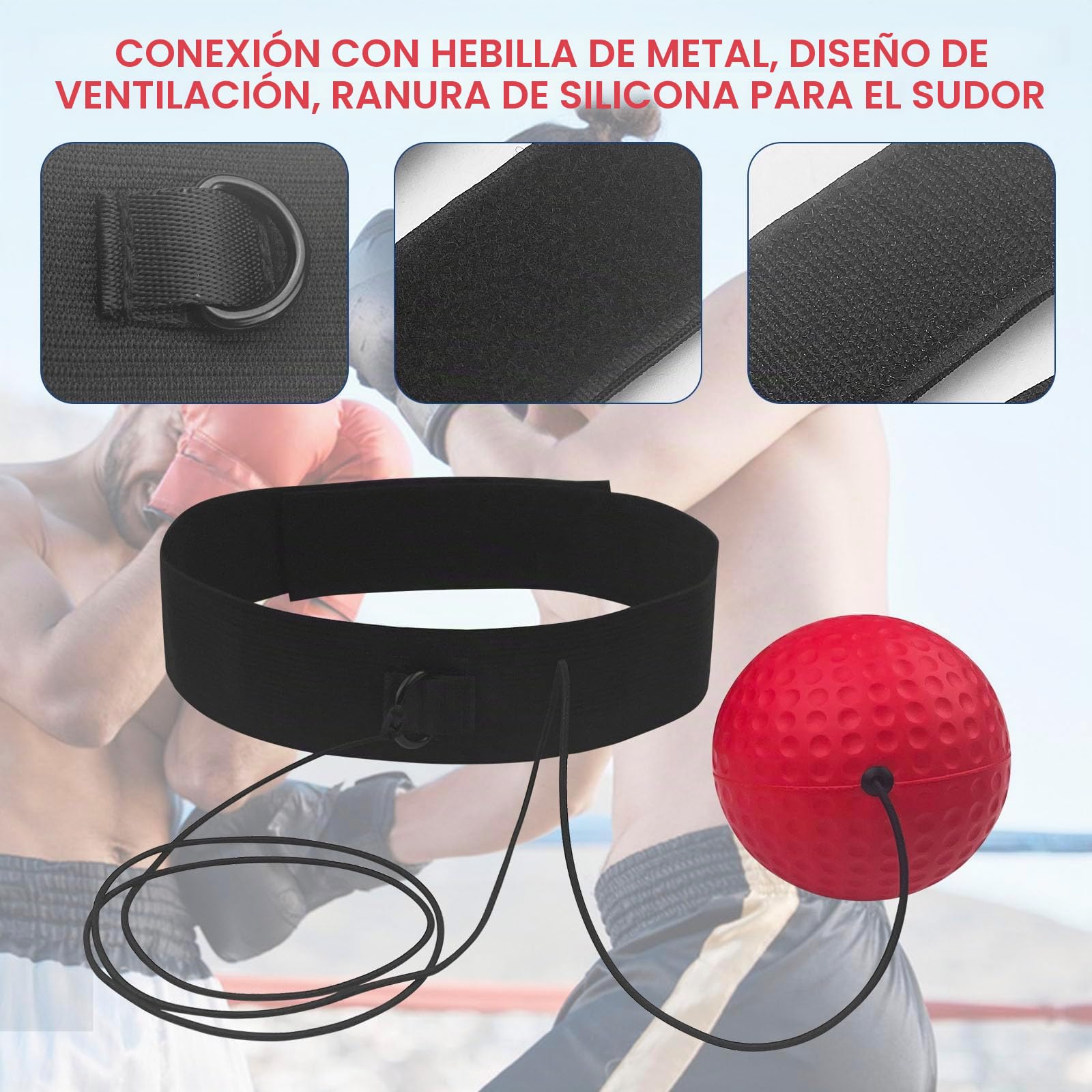 Rseuphiee Pelota Entrenamiento Reflejos Boxeo 2 Pelotas Reacción 1 Diadema Ajustable Coordinación Mano-Ojo