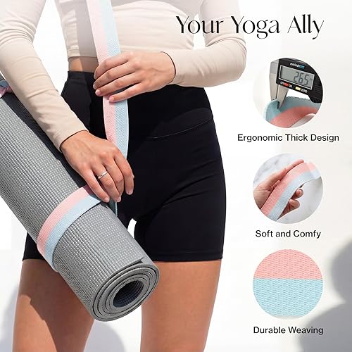 Miniatura 2 de Tumaz Correa para esterilla de yoga [alfombrilla no incluida] (2 tamaños) con textura delicada extra gruesa y cómoda, soporte ajustable para 02.