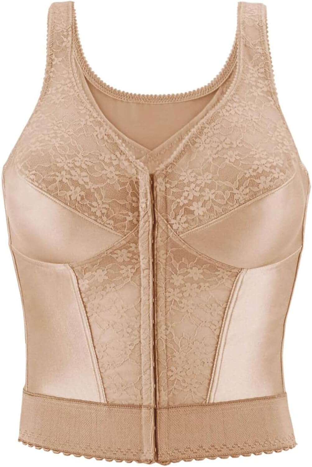 Exquisite Form 5107565 Fully Slimming Wireless Back & Posture Support Longline Bra with Front Closure & Lace