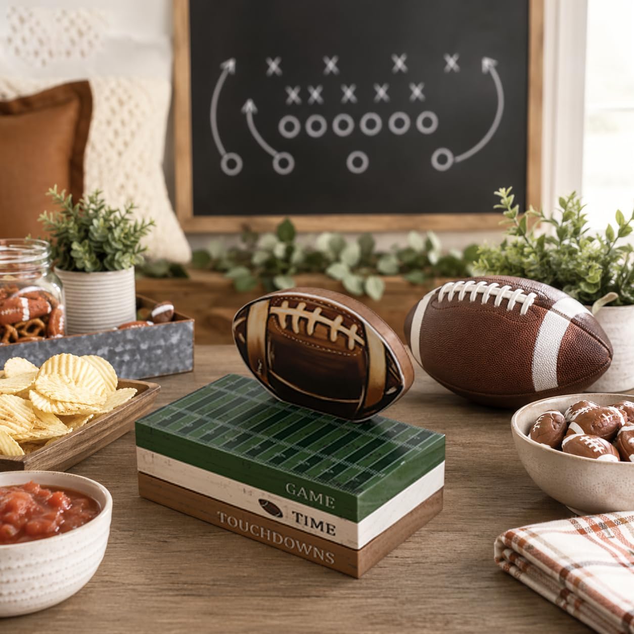 Smile Fall Wooden Decor Signs Football FALL Y'ALL Tiered Tray Tabletop Signs for Autumn Harvest Thanksgiving Game Day Decor