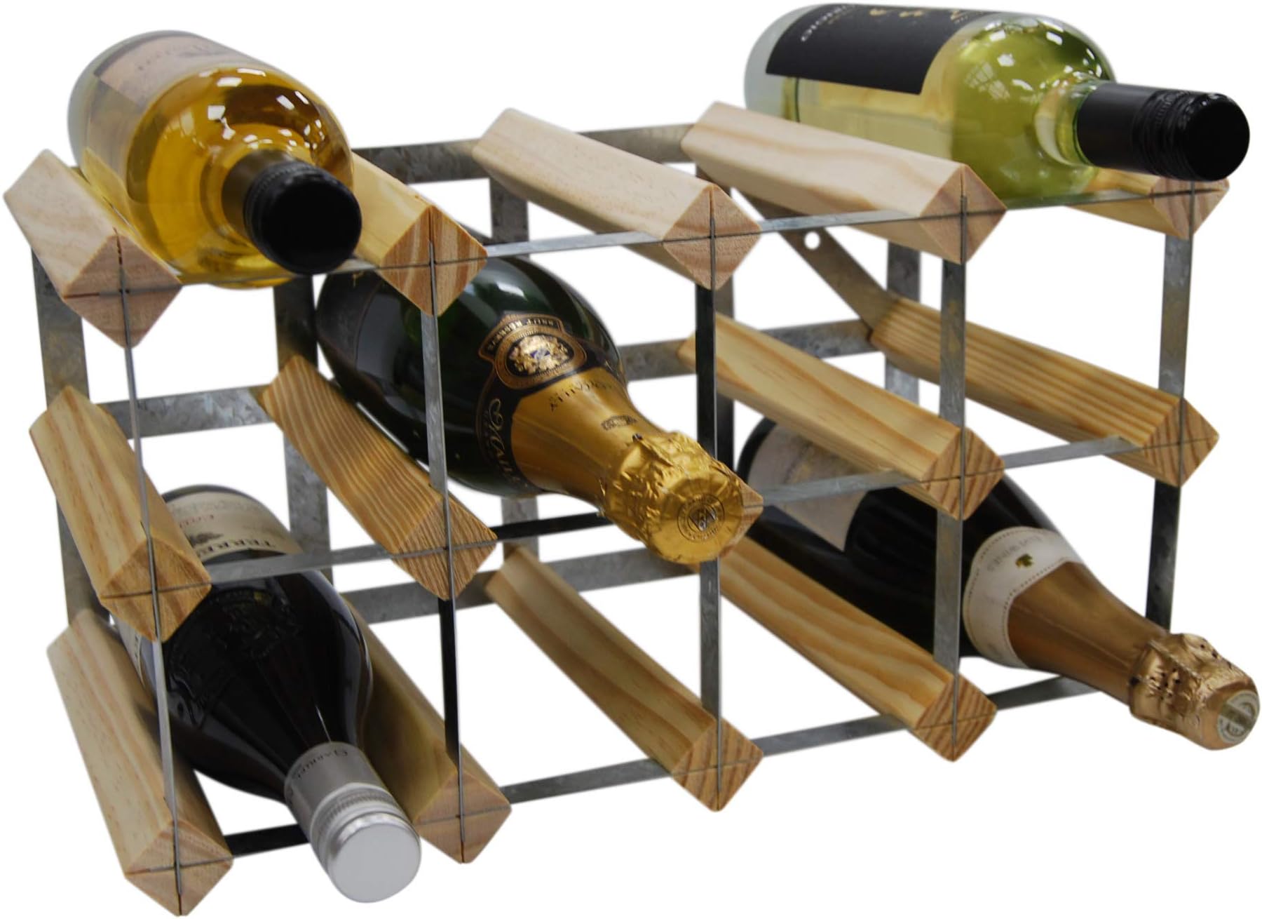 DS Wineware 12 Bottle 4X2 Traditional Wine Rack - Fully Assembled - FSC Certified Natural Pine