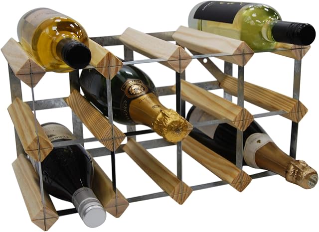 DS Wineware 12 Bottle 4X2 Traditional Wine Rack - Fully Assembled - FSC Certified Natural Pine