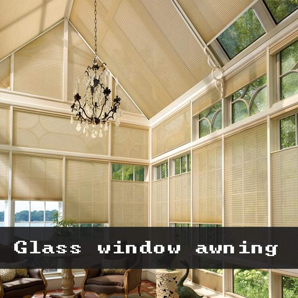 Cellular Blackout Cordless Pleated Shades for Windows UV Protection Waterproof Canopy Curtain with Adjustable Sliding Panels Outdoor Awning Made of Polyester (62