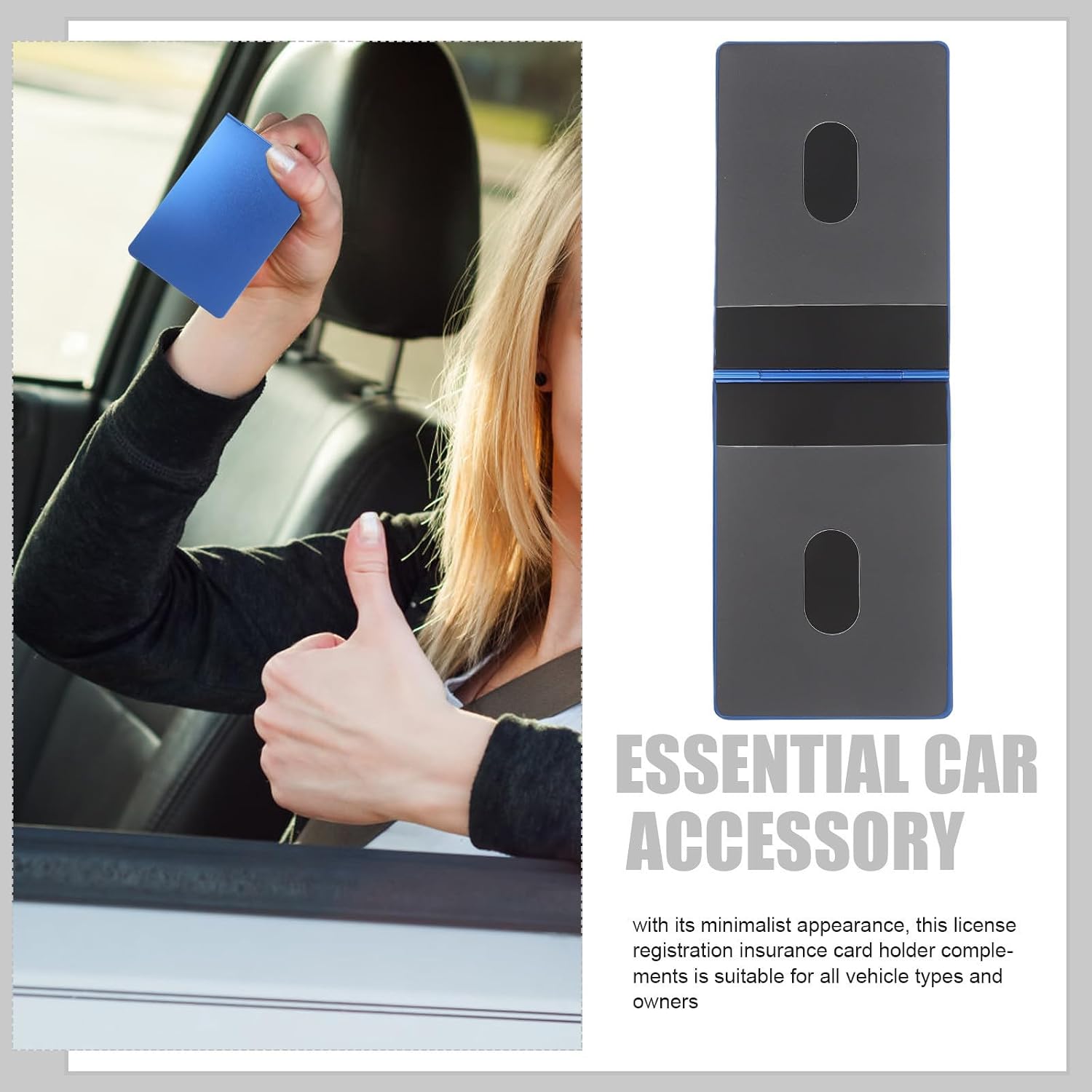 Toyvian Car Registration and Insurance Holder for License Documents Blue