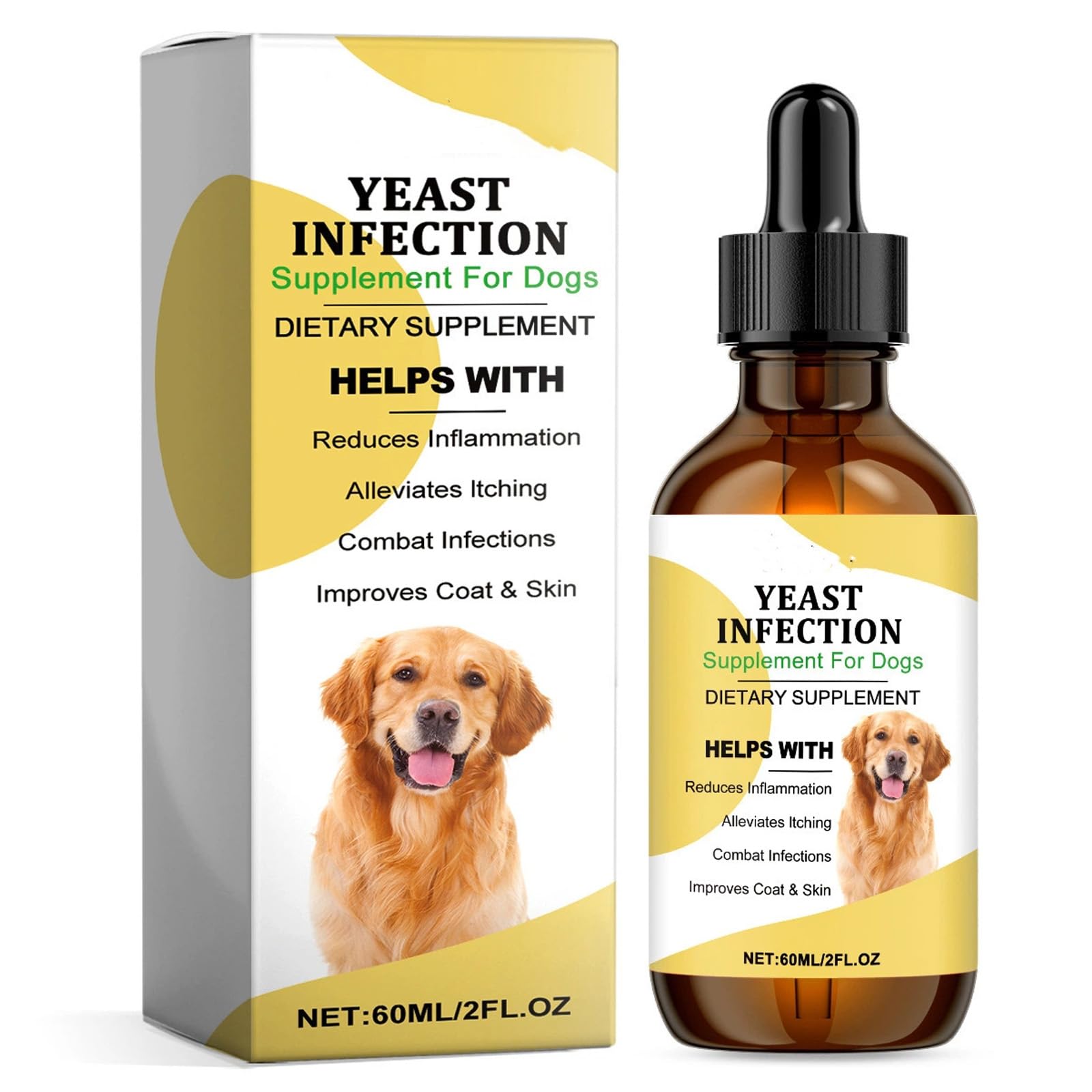 WHQQWKZ Natural Yeast Infection Treatment for Dogs(Yellow)