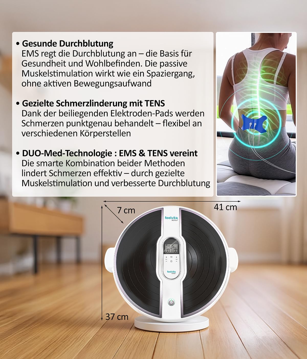 Genius Feelvita Acticur Vital-Set 13-tlg Durchblutungs- Stimulator Bein und Fuß, EMS & TENS Gerät mit 3 Elektrodenpads für Neuropathie, Krämpfe, Knie Beinschmerzen inkl. Blutdruckmessgerät Handgelenk